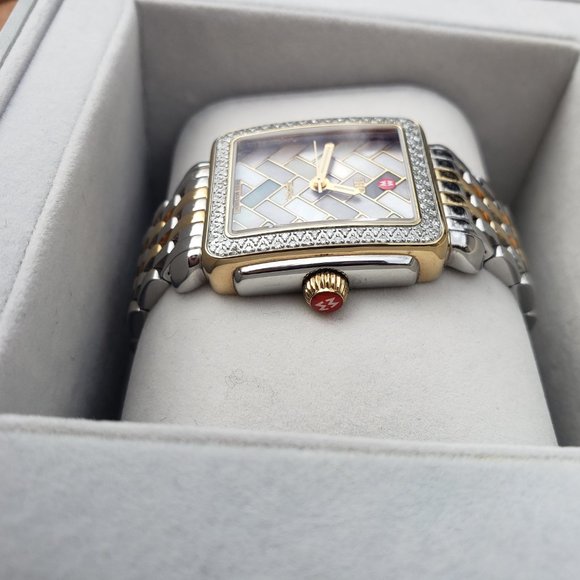 ***SOLD***  MICHELE Deco Cocoa Mosaic Watch - RARE LIMITED EDITION! - Picture 3 of 5